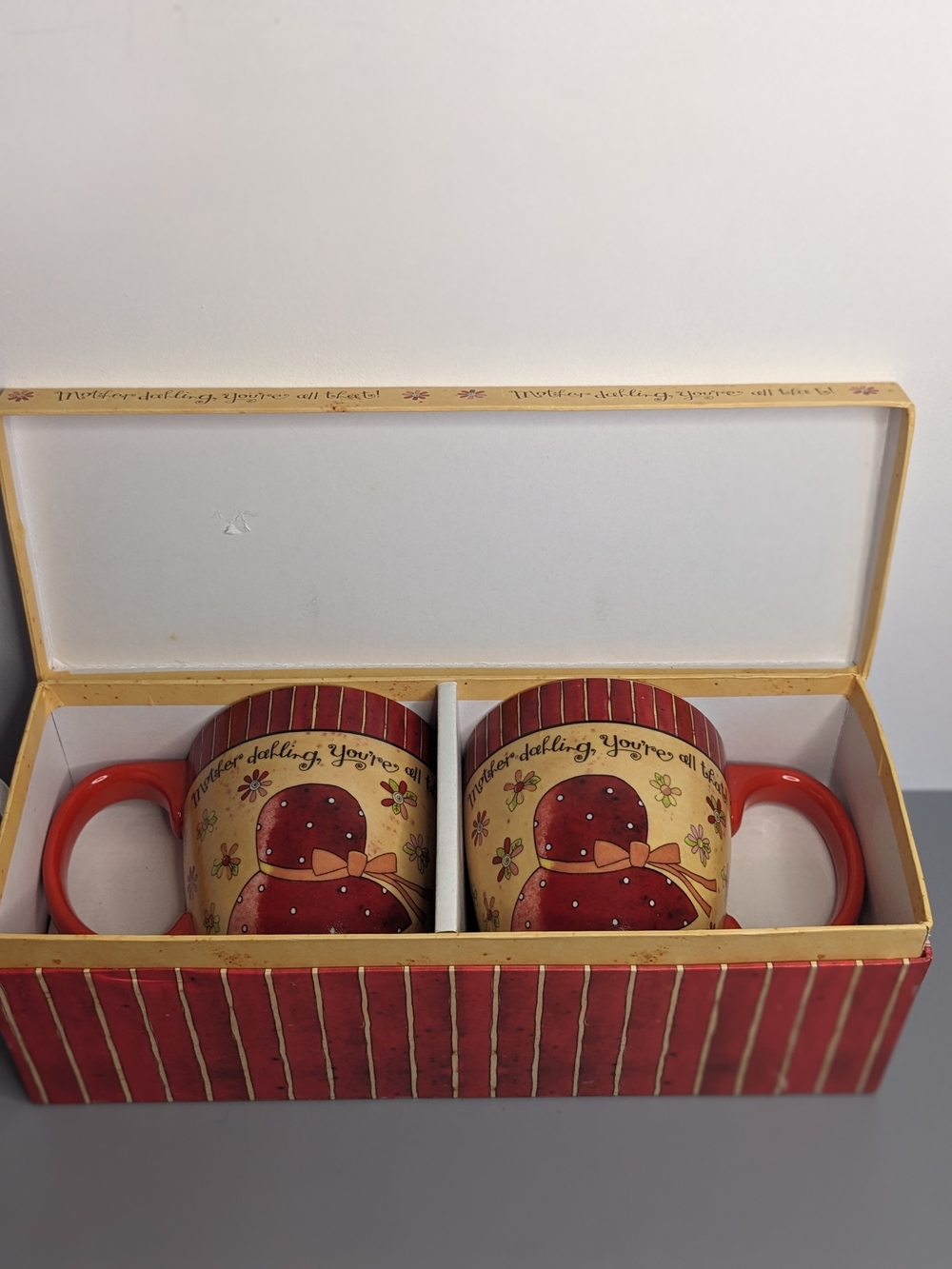 LANG "Mother Dahling" Mug Set of 2 Gift Boxed Karen Hillard Good 2010 Y2k